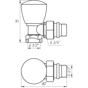 Кран радиаторный угловой SOLOMON 1/2″ с резиновым уплотнителем 160404 верх №2
