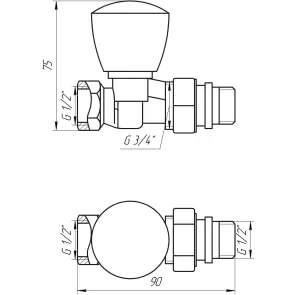 Кран радиаторный прямой SOLOMON 1/2″ с резиновым уплотнителем 161404 верх №2