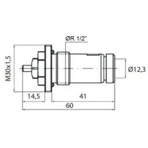 Клапан OUTER под термоголовку М30x1,5 панельного радиатора 1/2″Н ECO5029 ECO Technology (на трубу) №4