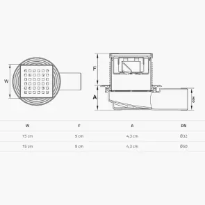 Трап душовий TILLO TM431 15х15см №3