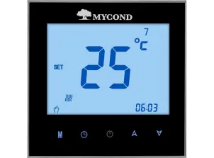 Термостат квадратний сенсорний чорний LCD 2 канали AC220V Wi-Fi /MС-TRF-B2F-B-4 MYCOND/ №1