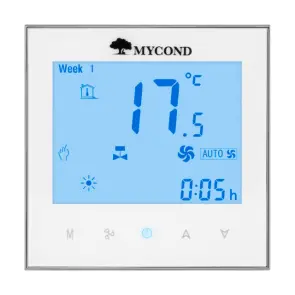 Термостат квадратный сенсорный белый LCD 2 канала AC220V Wi-Fi /MС-TRF-B2F-W-4 MYCOND/ №1