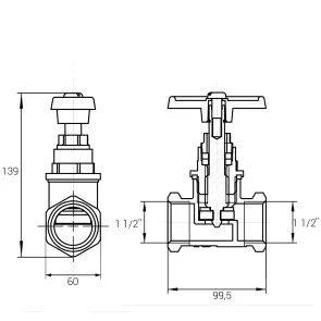 Кран ХВ вентильний прямий 1 1/2″ВВ латунний Б1126А №2