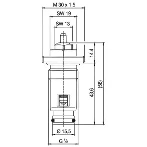 Клапан INNER під термоголовку М30x1,5 панельного радіатора 1/2″З IIM30 CRISTAL (в трубу) №2