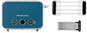 Тостер Russell Hobbs Distinctions 2-Slice 1670Вт, подогрев, размораживание, пластик, синий №7