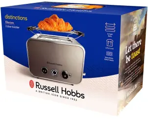 Тостер Russell Hobbs Distinctions 2-Slice 1670Вт, підігрів, розморожування, пластик, сріблясто-сірий №10