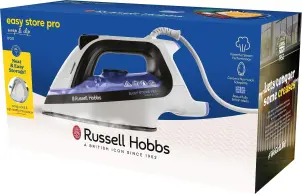 Праска Russell Hobbs Easy Store Pro, 2400Вт, 320мл, паровий удар -180гр, постійна пара - 45гр, зберігання шнура, керам. підошва, біло-синій №11