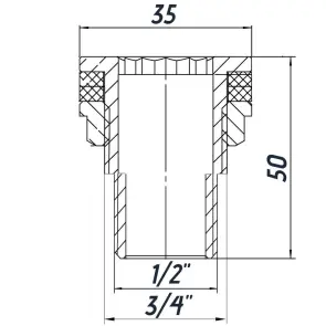 Врізання в бак 1/2″З нікельоване посилене NO303R OPTIMUM №3