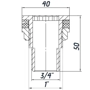 Врезка в бак 3/4″Н никелированное усиленное NO304R OPTIMUM №2