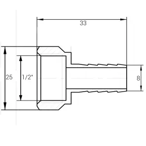 Штуцер 1/2″В 8мм нікельований NU3D1S OPTIMUM №3