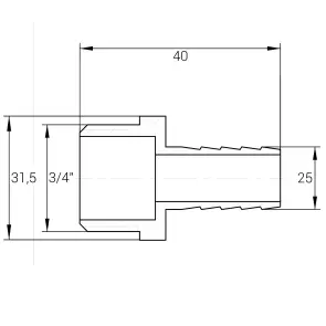 Штуцер 3/4″З 25мм нікельований NU4L2S OPTIMUM №3