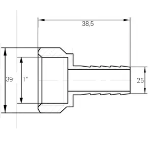 Штуцер 1″В 25мм никелированный NU5L1S OPTIMUM №3