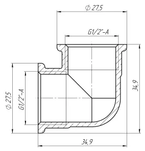 Кутник 1/2″ВВ латунний LL331S OPTIMUM №3