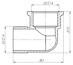 Кутник 1/2″ВЗ латунний LL333S OPTIMUM №3