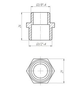 Ніпель редукційний 1/2″х3/8″ЗЗ латунний LN322S OPTIMUM №3