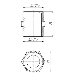 Ніпель 1/2″ЗЗ латунний під прокладку LN332G OPTIMUM №2