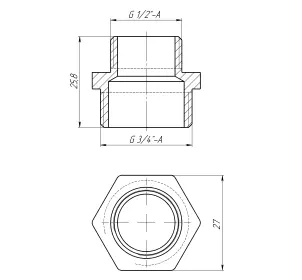 Ніпель редукційний 3/4″х1/2″ЗЗ латунний LN432S OPTIMUM №3