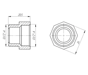 Перехідник 1/2″ВЗ латунний під прокладку LI333S OPTIMUM №3