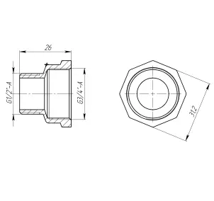 Перехідник редукційний 3/4″х1/2″ВН латунний LI433S OPTIMUM №3