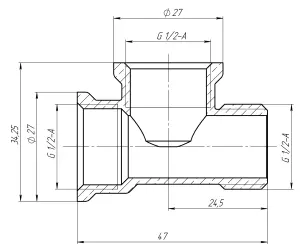 Трійник 1/2″ВВЗ латунний LT334S OPTIMUM №3