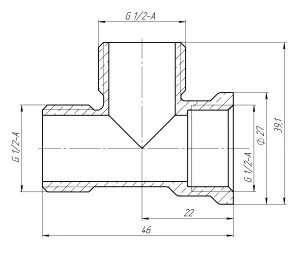 Тройник 1/2″ВНН латунный LT335S OPTIMUM №3
