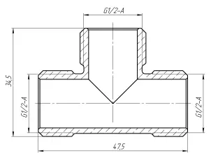 Трійник 1/2″ЗЗЗ латунний LT332S OPTIMUM №3