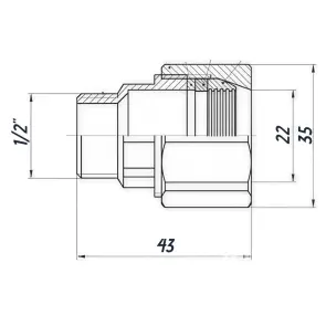 З’єднання зажимне пряме для труби Ø22мм 1/2″З латунне LS332S OPTIMUM №2