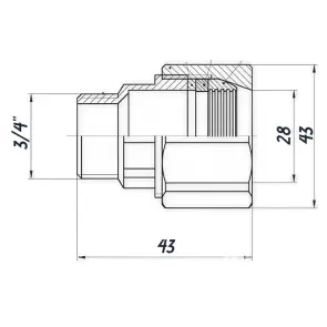 З’єднання зажимне пряме для труби Ø28мм 3/4″З латунне LS442S OPTIMUM №4