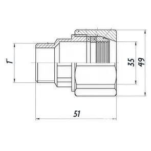 З’єднання зажимне пряме для труби Ø34мм 1″З латунне LS552S OPTIMUM №1