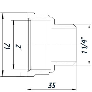 Перехідник редукційний 2″х1 1/4″ВЗ нікельований восьмигранний NK863O OPTIMUM №2