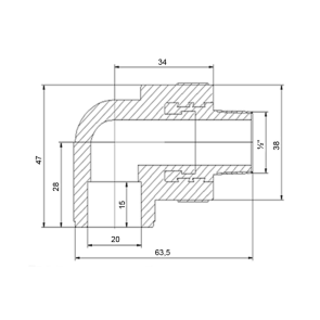 Кутик PPR Blue Ocean 20х1/2", 90° ЗР №5