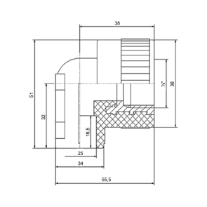 Уголок PPR Blue Ocean настенный с креплением 25х1/2", 90° ВР №5