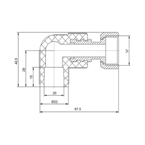Кутик PPR Blue Ocean з накидною гайкою 20х1/2", 90° ВР №4