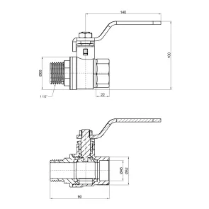 Кран кульовий Thermo Alliance Base 1 1/2 ВЗ для води (важіль) SD605W40 №2