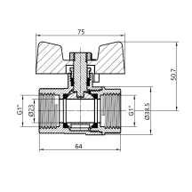 Кран шаровой Thermo Alliance Base 1" ВР для воды (бабочка) SD602W25