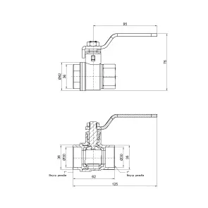 Кран шаровой Thermo Alliance Base 1" ВР для воды (рычаг) SD600W25 №10