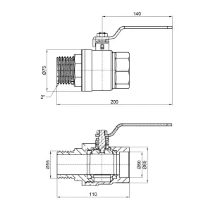 Кран кульовий Thermo Alliance Base 2" ВЗ для води (важіль) SD605W50 №2
