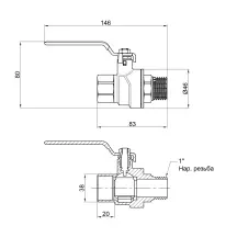 Кран шаровой Thermo Alliance Forte 1" ВЗ для воды (ручка) SF605W25