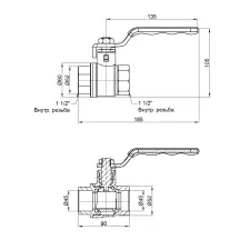 Кран шаровой Thermo Alliance Standart 1" 1/2 ВР для воды (рычаг) SD600NW40PN40