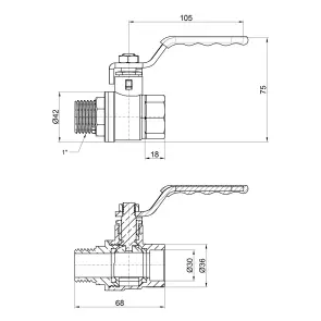 Кран кульовий Thermo Alliance Standart 1" ВЗ для води (важіль) SD605NW25PN40 №1