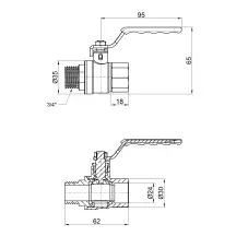 Кран шаровой Thermo Alliance Standart 3/4" ВЗ для воды (рычаг) SD605NW20PN40