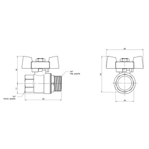 Кран кульовий Thermo Alliance Standart 3/4" ВЗ для води (метелик) SD607NW20PN40 №5