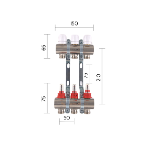 Коллектор с расходомерами Thermo Alliance Standart 1" 3 выхода SD235W3 №2