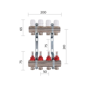 Колектор з витратомірами Thermo Alliance Standart 1" 4 виходи SD235W4 №2