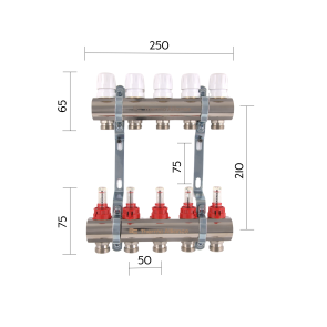 Колектор з витратомірами Thermo Alliance Standart 1" 5 виходи SD235W5 №3