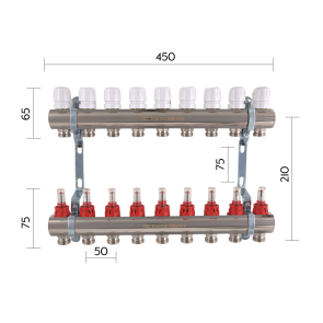 Колектор з витратомірами Thermo Alliance Standart 1" 9 виходів SD235W9 №2