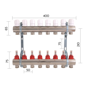 Колектор з витратомірами Thermo Alliance Standart 1" 8 виходів SD235W8 №10