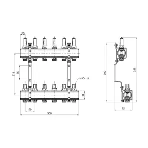 Колектор з витратомірами Thermo Alliance Forte 1" 6 виходів SF001W6 №2