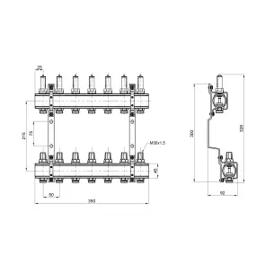 Колектор з витратомірами Thermo Alliance Forte 1" 7 виходів SF001W7 №2