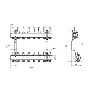 Колектор з витратомірами Thermo Alliance Forte 1" 8 виходів SF001W8 №2